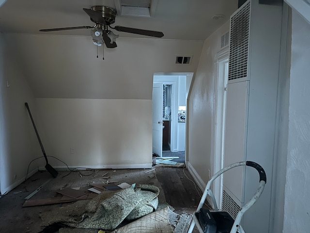 additional living space with ceiling fan and lofted ceiling