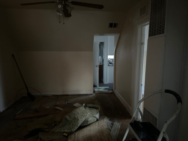 bonus room with ceiling fan