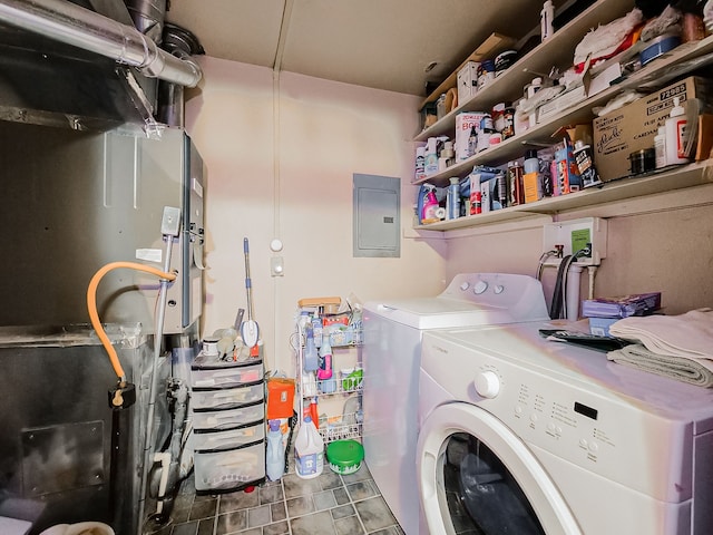 washroom featuring washing machine and dryer and electric panel