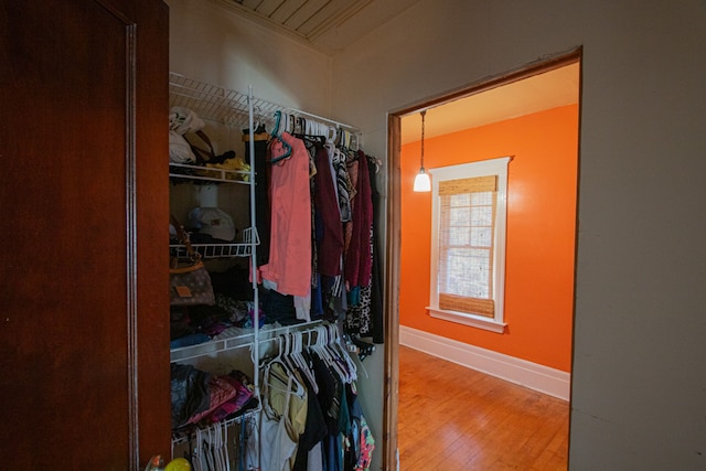 walk in closet featuring light wood-type flooring