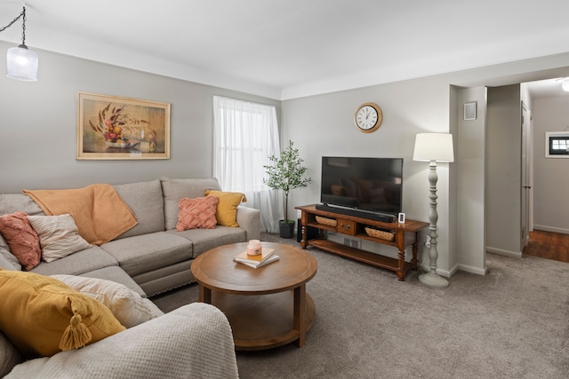 living room with carpet