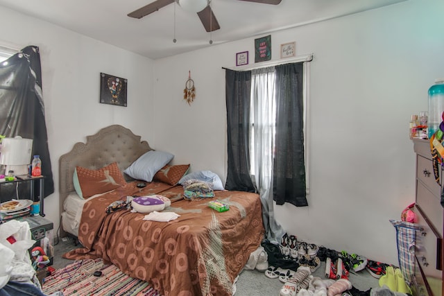 bedroom featuring ceiling fan