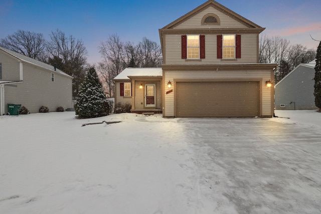 view of front property with a garage