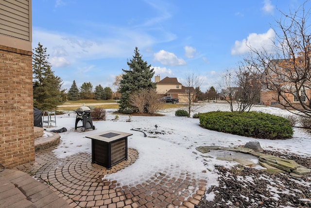 view of yard covered in snow