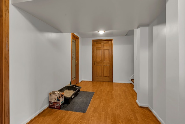 hall featuring light wood-type flooring