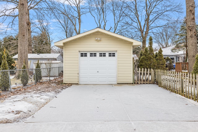 view of snow covered garage