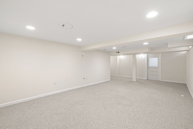 basement featuring carpet