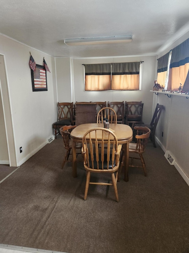 view of carpeted dining area