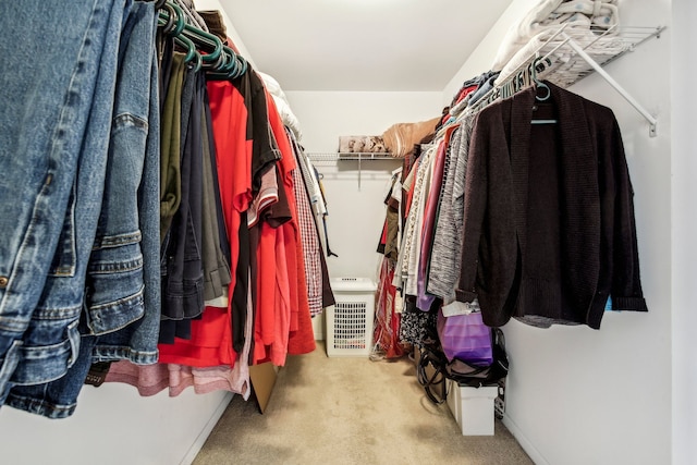 spacious closet with light carpet