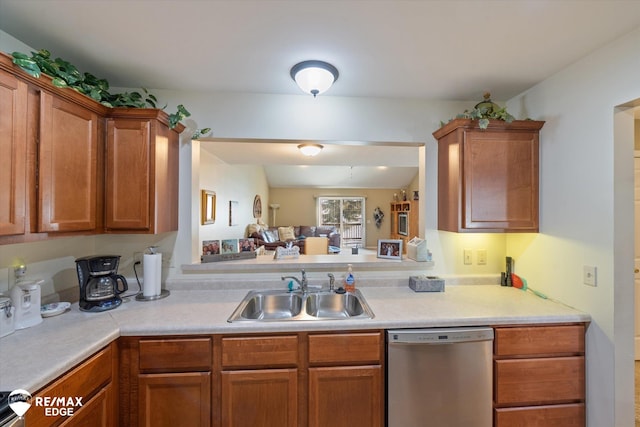 kitchen with sink and stainless steel dishwasher