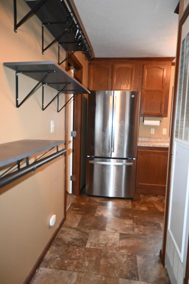 kitchen with stainless steel refrigerator