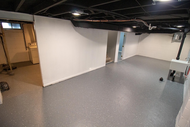 basement featuring washer / clothes dryer