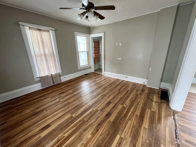 interior space featuring ceiling fan and wood-type flooring