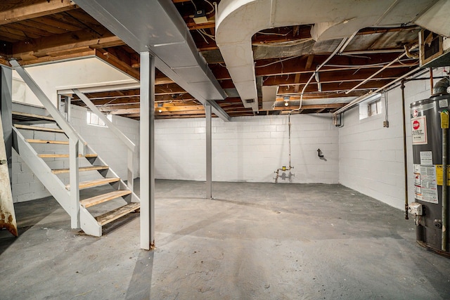 basement with water heater