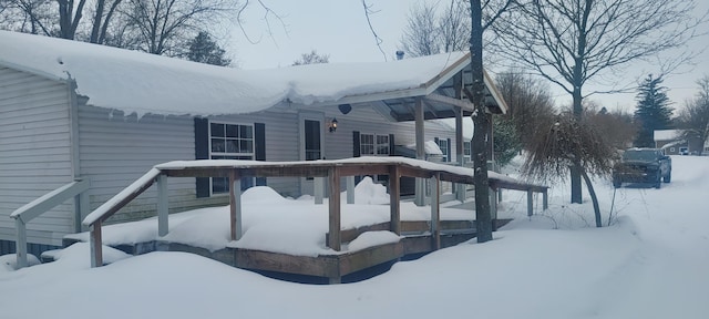 view of snow covered pool