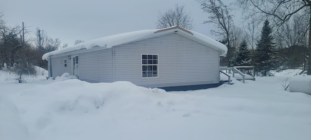 view of snow covered exterior