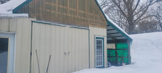 view of snow covered structure