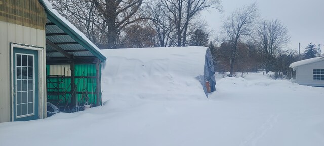 view of snow covered exterior