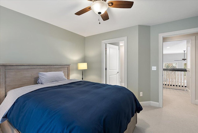 bedroom featuring carpet and ceiling fan