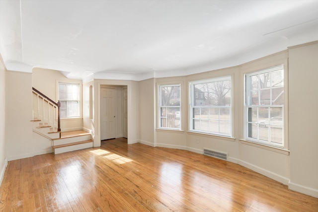 unfurnished living room with light hardwood / wood-style floors