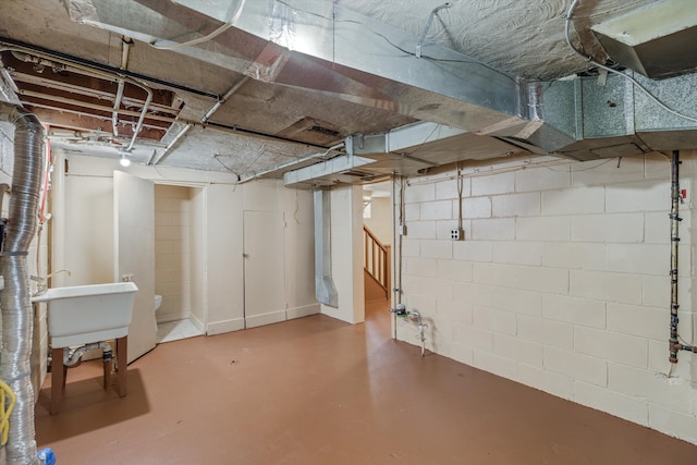 basement with sink