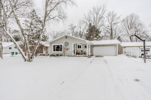 single story home featuring a garage