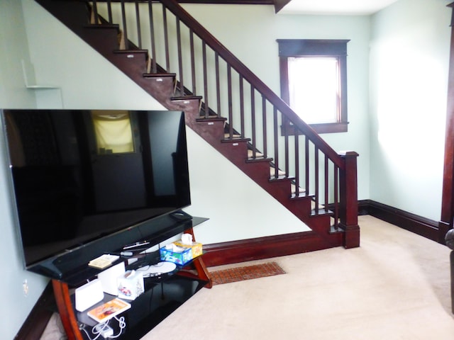 stairs with carpet floors