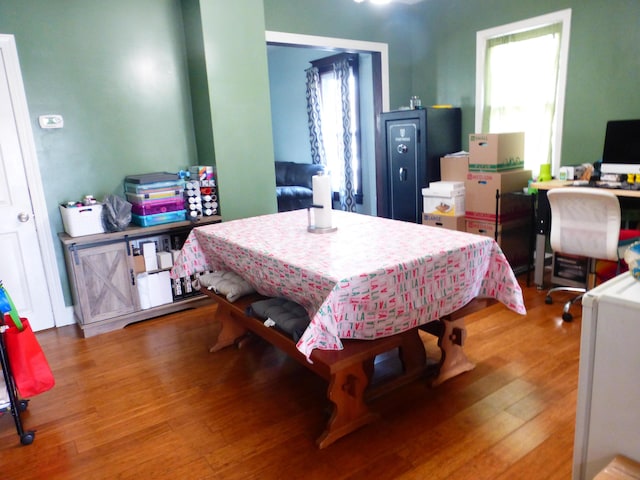 bedroom with hardwood / wood-style flooring