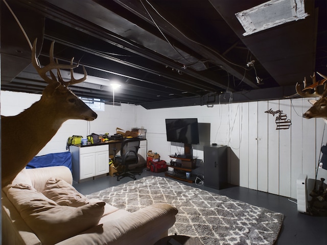 view of unfinished basement