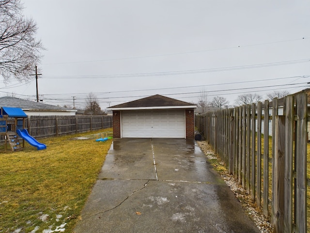 detached garage with fence