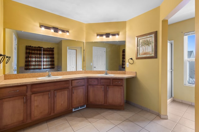 bathroom featuring vanity and tile patterned floors