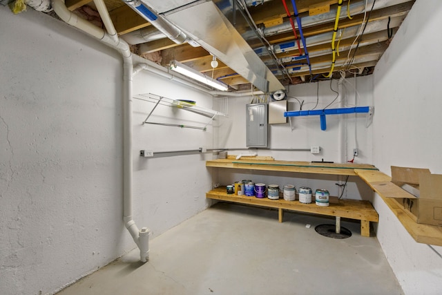 basement with electric panel