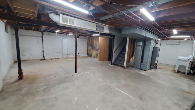 basement with gas water heater