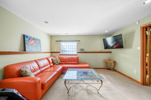 living room with carpet flooring