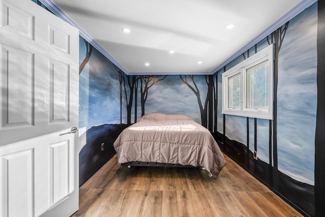 bedroom with hardwood / wood-style floors