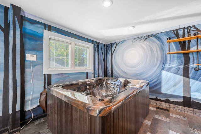 miscellaneous room with a hot tub