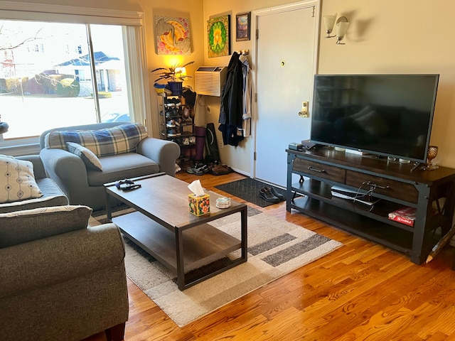 living room with light wood-type flooring