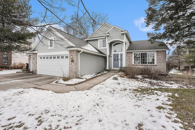 view of front property with a garage