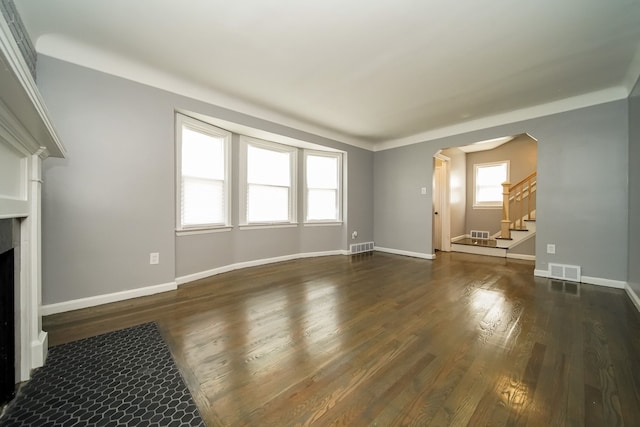 living room featuring dark hardwood / wood-style floors