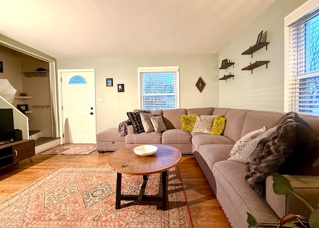 living room featuring hardwood / wood-style floors and plenty of natural light