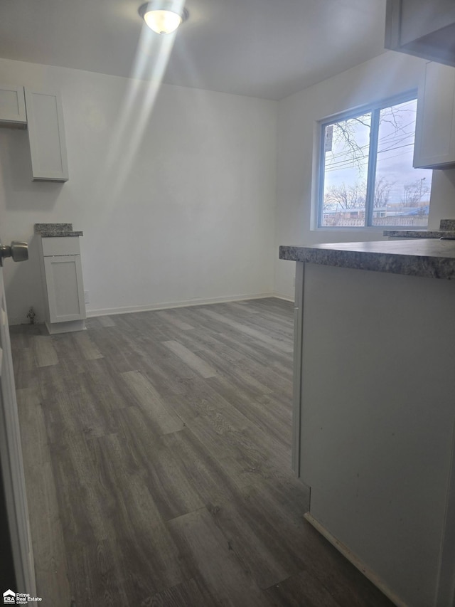 unfurnished living room featuring dark hardwood / wood-style floors