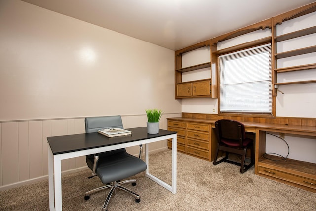 view of carpeted home office