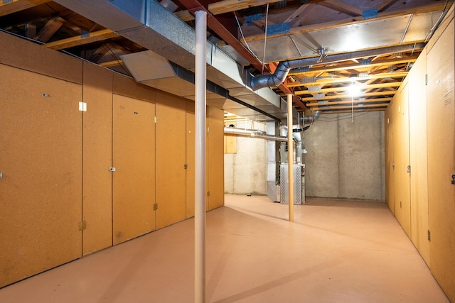 basement with heating unit