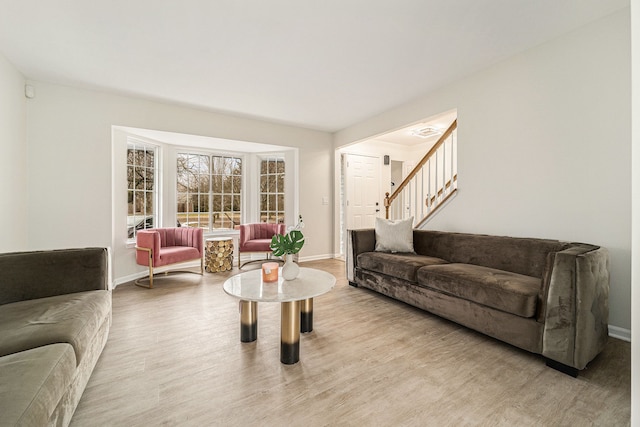 living room featuring light hardwood / wood-style flooring