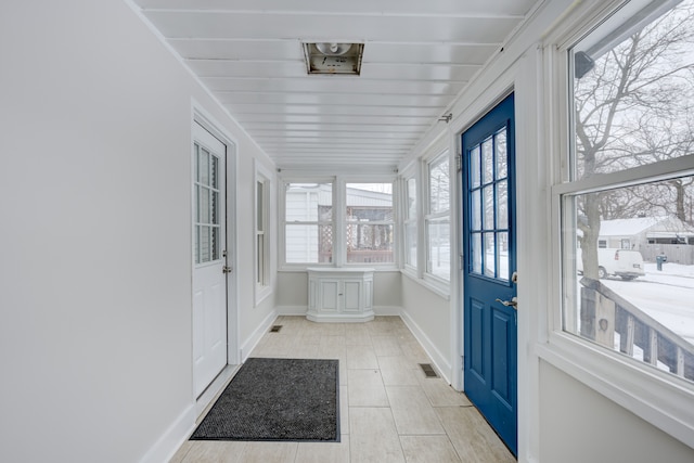 view of unfurnished sunroom