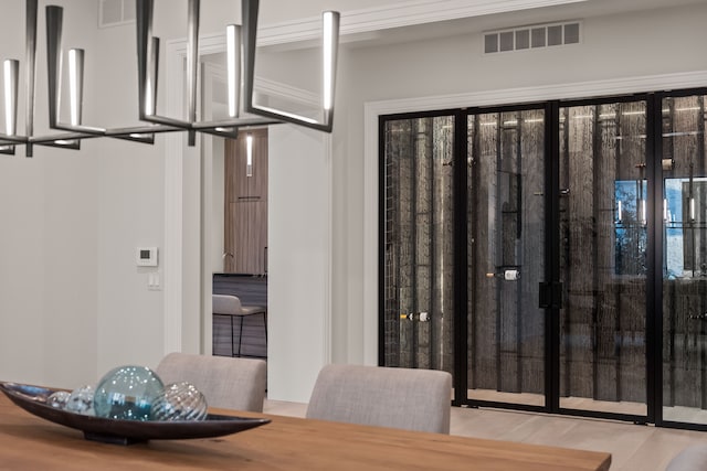 dining area with light hardwood / wood-style flooring