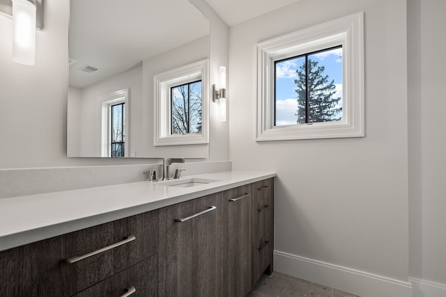 bathroom featuring vanity and a wealth of natural light