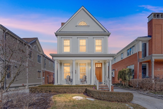 view of front of property with a porch