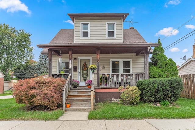 view of front facade featuring covered porch