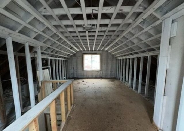 view of unfinished attic